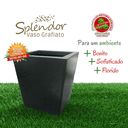 Ver imagem 2 de Vaso Quadrado Modelo Grafiato Linha Splendor 20 Litros Tam. A34xl30xb20 Preto Durín
