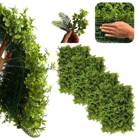 11 Folhagem Artificial Premium para Parede Verde Placa Jardim Vertical e Decoração Alto Padrão