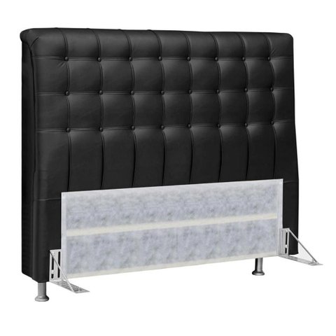 Cabeceira Casal King 195cm Ana Para Cama Box Corino Preto