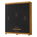 Ver imagem 2 de Guarda-Roupa Casal com 6 Portas e 2 Gavetas 150cm Multimóveis CR35677 Madeirado/Preto