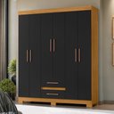 Ver imagem 1 de Guarda-Roupa Casal com 6 Portas e 2 Gavetas 150cm Multimóveis CR35677 Madeirado/Preto