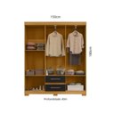 Ver imagem 3 de Guarda-Roupa Casal com 6 Portas e 2 Gavetas 150cm Multimóveis CR35677 Madeirado/Preto