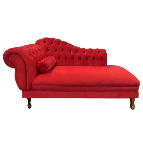 Recamier Barcelona 1,60 Suede Vermelho - Dominic Decor