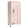 Jogo de Quarto Infantil Q Encanto Retrô com Guarda Roupa e Cômoda Rosa - Qmovi - 2