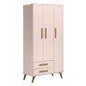 Jogo de Quarto Infantil Q Encanto Retrô com Guarda Roupa e Cômoda Rosa - Qmovi - 2