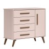 Jogo de Quarto Infantil Q Encanto Retrô com Guarda Roupa e Cômoda Rosa - Qmovi - 3