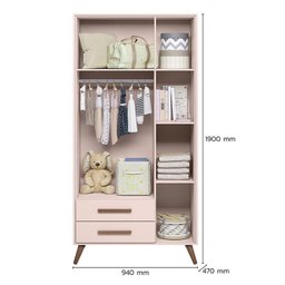 Jogo de Quarto Infantil Q Encanto Retrô com Guarda Roupa e Cômoda Rosa - Qmovi - 4