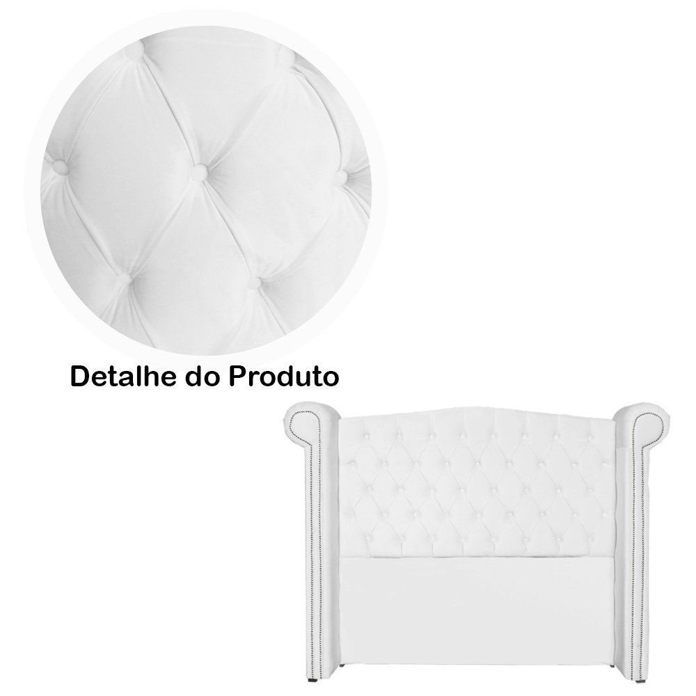 Conjunto Sienna Cabeceira e Recamier Queen 160 Cm Suede Branco - LM DECOR - 3