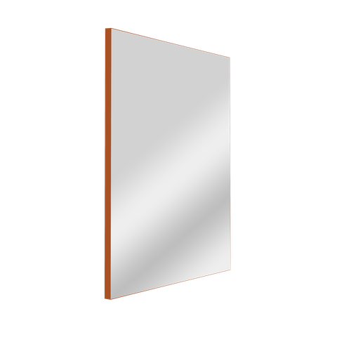 Espelho Retangular 60x90cm Moldura em Couro Caramelo Lyo