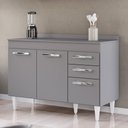 Ver imagem 2 de Balcão Gabinete para Pia 120cm 3 Portas com Tampo Suécia Cinza - Lumil Lumil Móveis