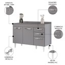 Ver imagem 3 de Balcão Gabinete para Pia 120cm 3 Portas com Tampo Suécia Cinza - Lumil Lumil Móveis