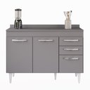Ver imagem 7 de Balcão Gabinete para Pia 120cm 3 Portas com Tampo Suécia Cinza - Lumil Lumil Móveis