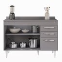 Ver imagem 6 de Balcão Gabinete para Pia 120cm 3 Portas com Tampo Suécia Cinza - Lumil Lumil Móveis