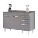 Ver imagem 1 de Balcão Gabinete para Pia 120cm 3 Portas com Tampo Suécia Cinza - Lumil Lumil Móveis