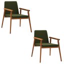 Ver imagem 1 de Kit 2 Cadeiras Decorativa Sala de Jantar Sidnei Veludo Verde - Gran Belo