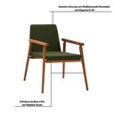 Ver imagem 3 de Kit 2 Cadeiras Decorativa Sala de Jantar Sidnei Veludo Verde - Gran Belo