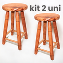 Ver imagem 1 de Kit 2 Banqueta Envernizada de Madeira Maciça 50 Cm de Altura Tamborete Cadeira Casa Restaurante