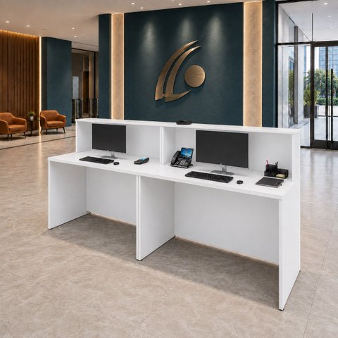 Conjunto 2 Balcões de Atendimento e Recepção Comercial 140x60cm para Loja, Comércio e Escritório