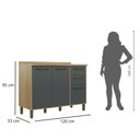 Ver imagem 3 de Balcão Armário Multiuso Grande 3 Portas 2 Gavetas 1 Prateleira Para Cozinha Marrom Madeira Cinza