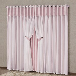 Cortina Marrocos 3 Mts Sala Quarto Blackout para Varão - Rosa Casa Show Enxovais