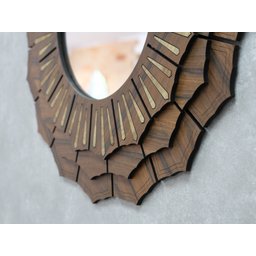 Quadro Mandala Decorativa em Madeira 70 cm 38121:Marrom - 3