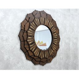 Quadro Mandala Decorativa em Madeira 70 cm 38121:Marrom - 4