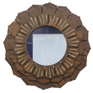 Quadro Mandala Decorativa em Madeira 70 cm 38121:Marrom