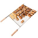 Ver imagem 2 de Grelha para Churrasqueira 74x38cm Moeda Aço Inox 430 com Cabos de Madeira Grande Utimil
