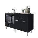 Ver imagem 5 de Balcão para Cooktop 1,40m 5 Bocas 2 Portas Turim Preto Preto