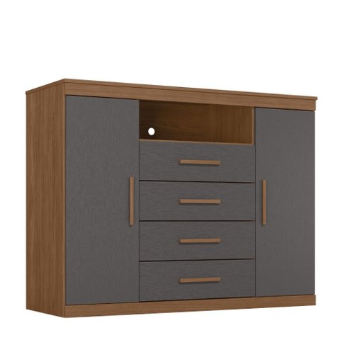 Cômoda Sapateira 2 Portas 4 Gavetas Master Jatoba Grafite Santos Andirá