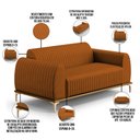 Ver imagem 4 de Sofá 3 Lugares para Sala de Estar Molino 180 Cm D02 Pés D'ouro Veludo Telha C-262 - Lyam Decor