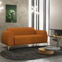 Ver imagem 2 de Sofá 3 Lugares para Sala de Estar Molino 180 Cm D02 Pés D'ouro Veludo Telha C-262 - Lyam Decor