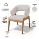 Ver imagem 3 de Kit 03 Cadeiras de Jantar e Estar Living Estofada Lince L02 Linho Bege - Lyam Decor