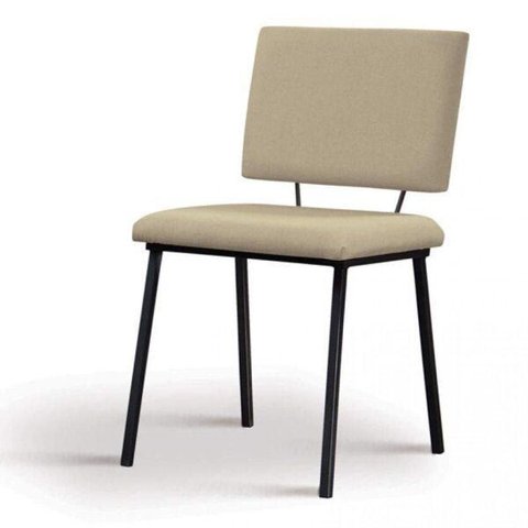 Cadeira para Sala de Jantar Escritório Estofada Base em Aço Antonella Bege/Preto