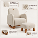 Ver imagem 2 de Poltrona Amamentação Soft Bouclé Base Balanço com Puff:Bege