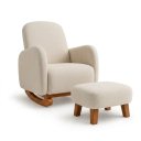 Ver imagem 5 de Poltrona Amamentação Soft Bouclé Base Balanço com Puff:Bege