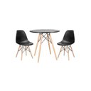 Ver imagem 1 de Conjunto Mesa Eiffel Redonda 70 Cm Mdf + 2 Cadeira Eames Eiffel Preto