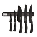 Ver imagem 1 de Jogo de Facas Suporte Barra Magnético Imã Black Faca Chef Santoku Cozinha Churrasco Faqueiro 6 Peças