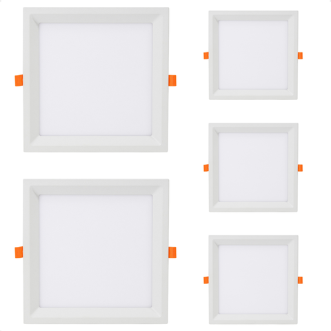 Kit 5 Painel de Led Quadrado Embutir Recuado 12w Bivolt Taschibra 3000k Quente