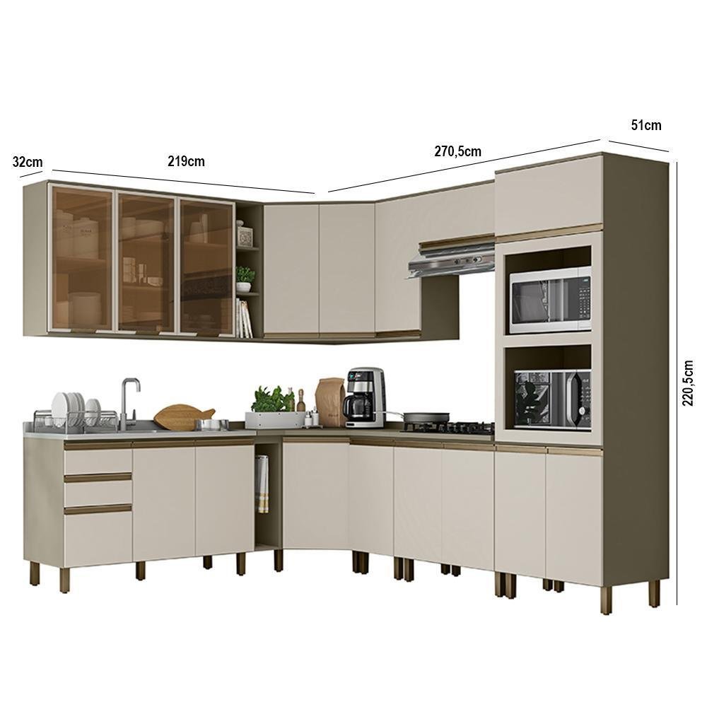 Cozinha Completa de Canto 11 Peças Connect Duna/cristal Torre