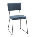 Ver imagem 1 de Cadeira para Sala de Jantar Escritório Estofada Base em Aço Roma Azul/Jeans/Preto
