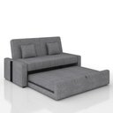 Ver imagem 4 de Sofá Cama Retrátil 2 Lugares 145 Linho Charlotte Matrix Cor:sintetico Preto e Linho Cinza