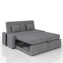 Ver imagem 5 de Sofá Cama Retrátil 2 Lugares 145 Linho Charlotte Matrix Cor:sintetico Preto e Linho Cinza