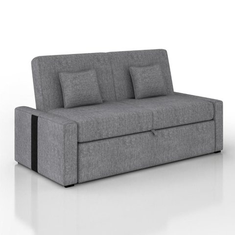 Sofá Cama Retrátil 2 Lugares 145 Linho Charlotte Matrix Cor:sintetico Preto e Linho Cinza
