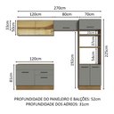 Ver imagem 4 de Armário de Cozinha Completa 270cm Rustic/Cinza Agata Madesa 05
