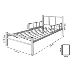 Cama Solteiro Int. de Tubolar/aço Alojamentos.:branco - 2