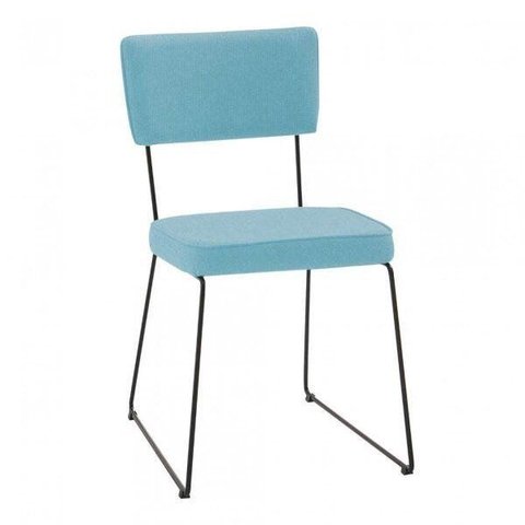 Cadeira para Sala de Jantar Escritório Estofada Base em Aço Roma Verde/Azul Turquesa/Preto