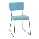 Ver imagem 1 de Cadeira para Sala de Jantar Escritório Estofada Base em Aço Roma Verde/Azul Turquesa/Preto