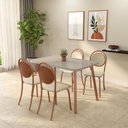 Ver imagem 4 de Conjunto Sala de Jantar 4 Cadeiras Lotus Carraro Off White Rosê
