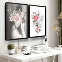 Ver imagem 1 de Quadro Decorativo Mulher com Flor e Coração Moldura Grande